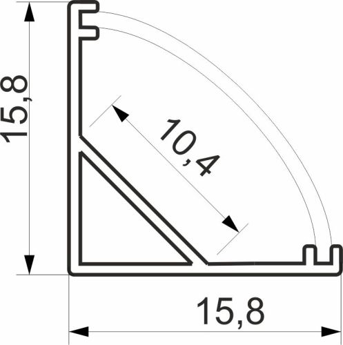 Профиль алюминиевый AKS ORION-1616C угловой с экраном, форма экрана четверть круга, цвет черный, 2м_2